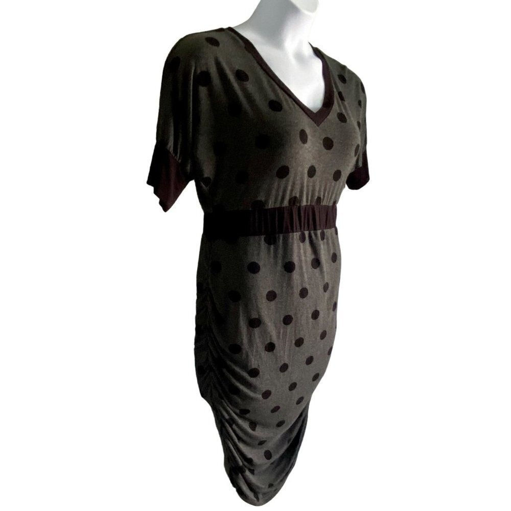 Kimi and Kai Gray Black Polka Dot Maternity Dress Medium - Picture 3 of 8